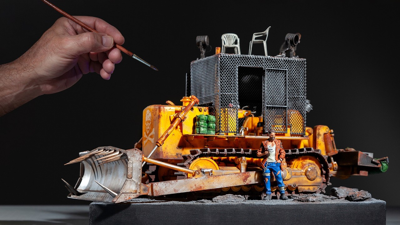 A Post Apocalyptic KILLDOZER Built From The AMT Construction Dozer #scalemodel #diorama