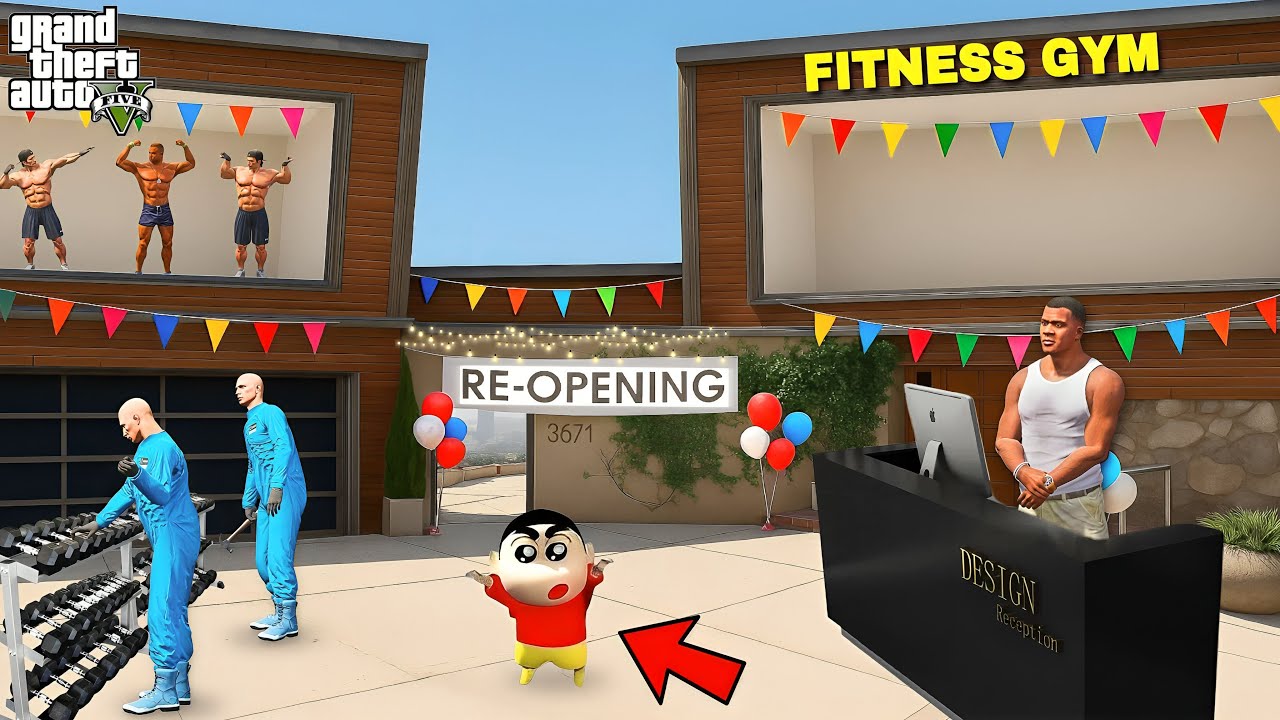 GTA V : Franklin & Shinchan RE-OPEN the GYM in GTA 5 ! in Telugu