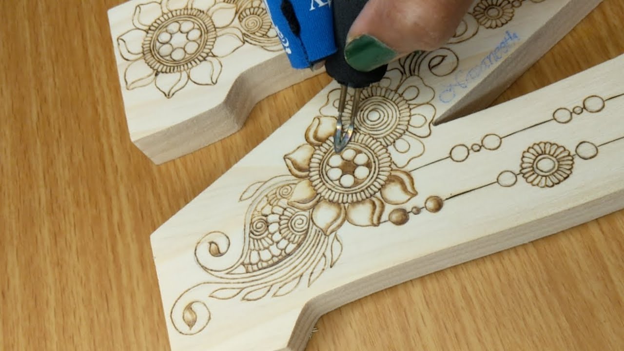 Wood burning art on Letter N
