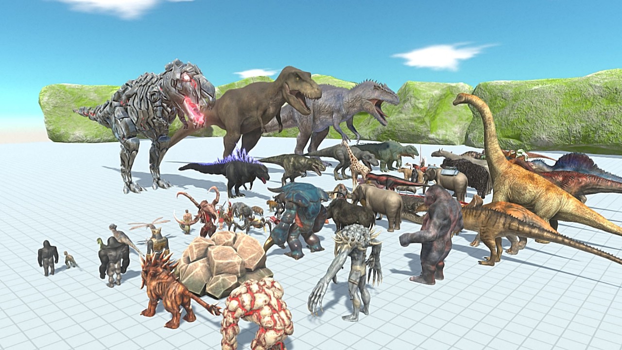 T-Rex Family VS All Team in ARBS Gameplay