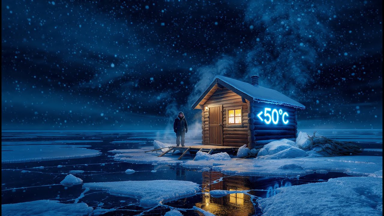 Built a Floating Cabin on a Frozen Lake – Survived -50°C Alone
