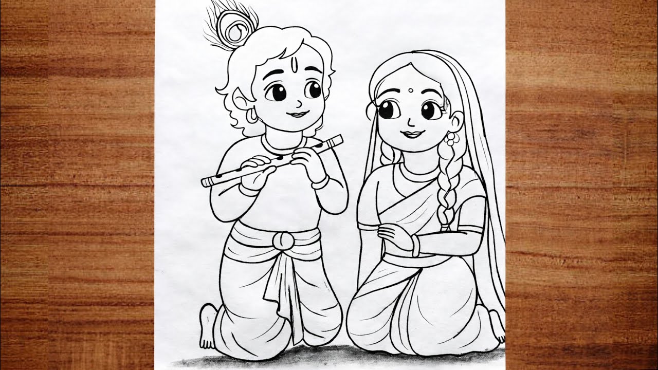  How to Draw Radha Krishna Easily | Beautiful Radha Krishna Drawing