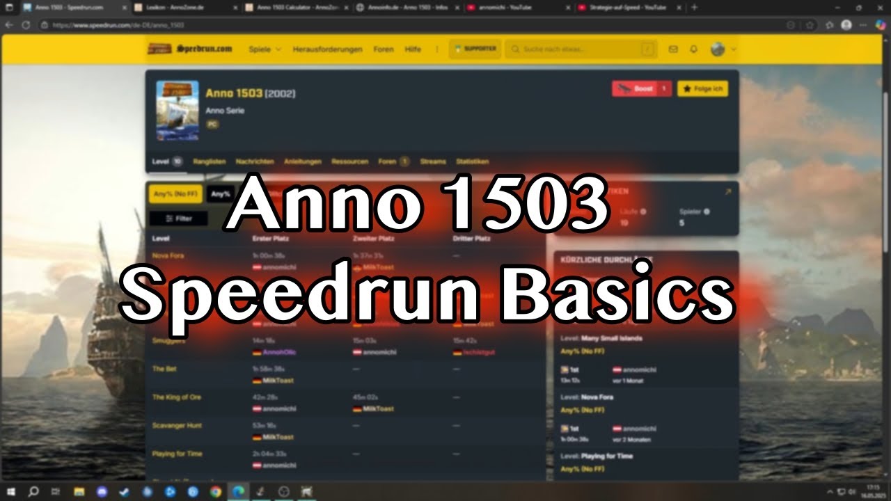 Anno 1503 Speedrun Basics