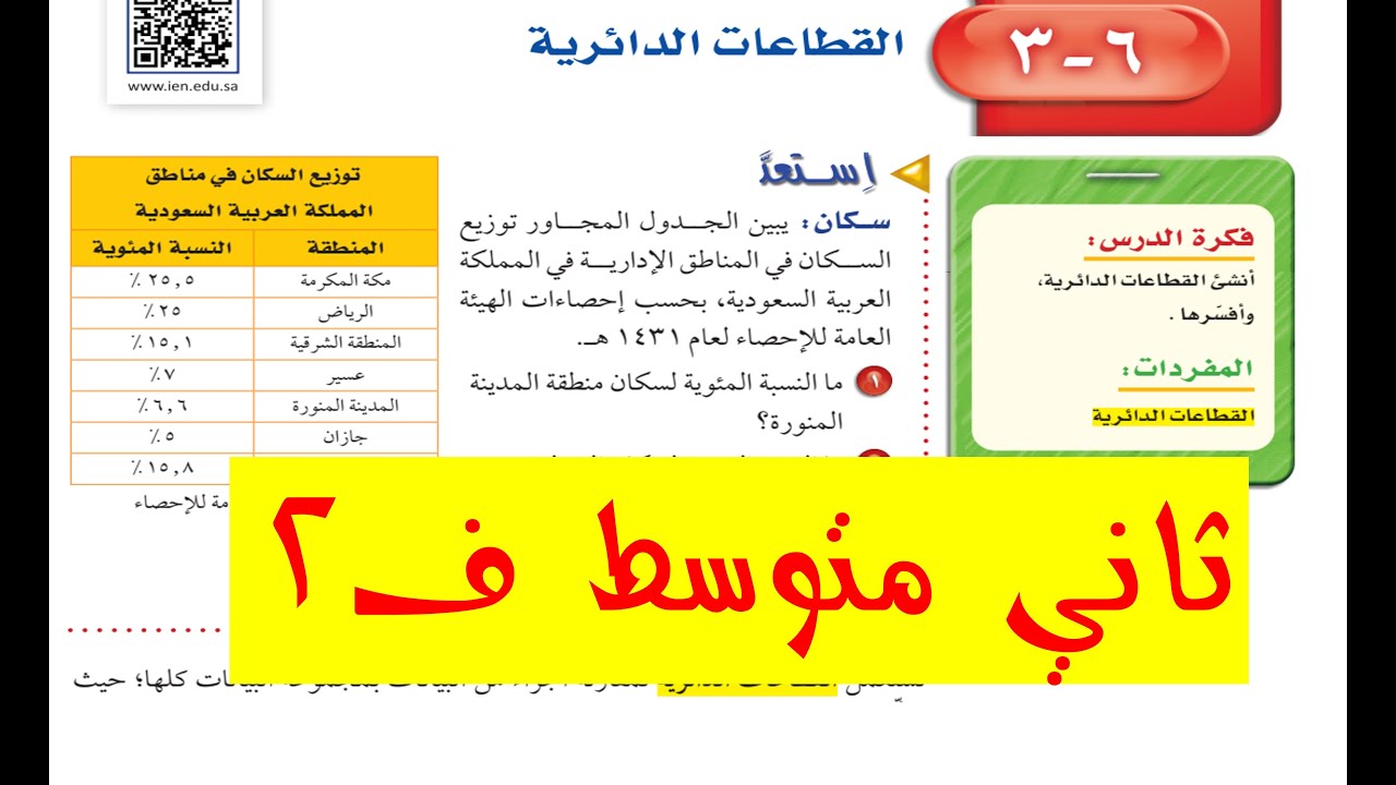 القطاعات الدائرية ثاني متوسط ف 2