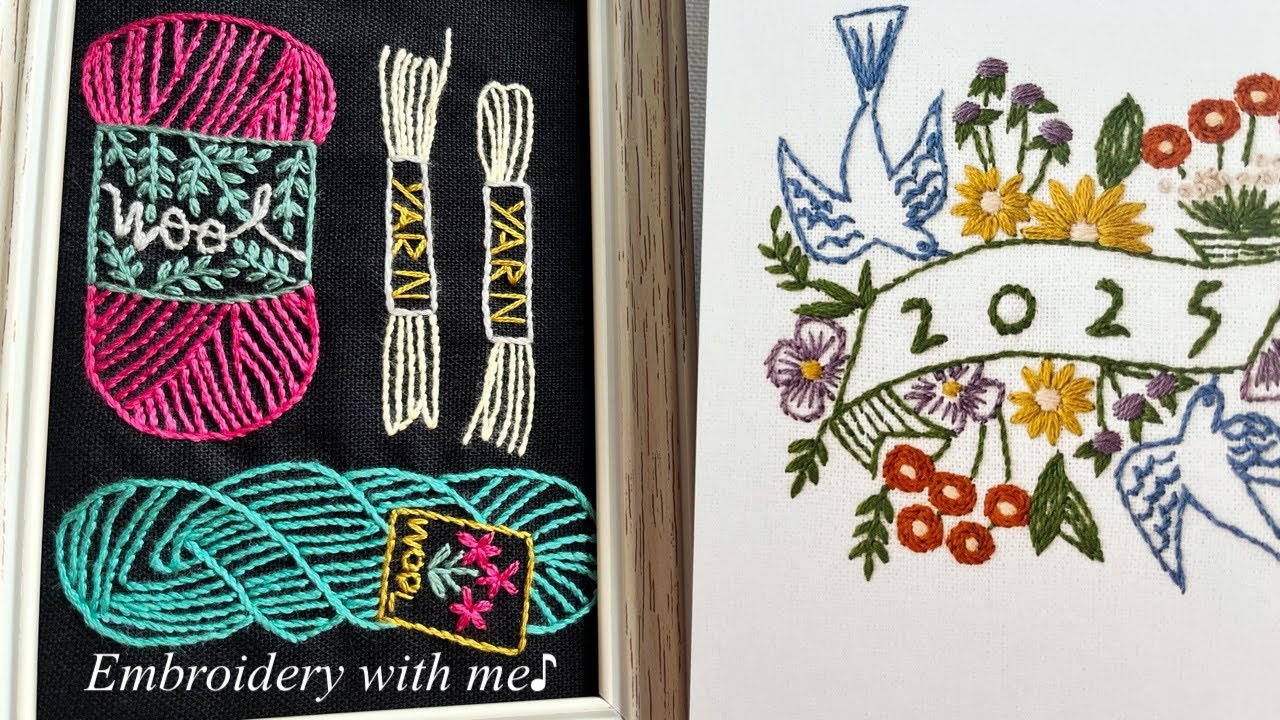 マカベアリスさんの刺繍カレンダー【2025】の【２月】を刺繍してみました🪡