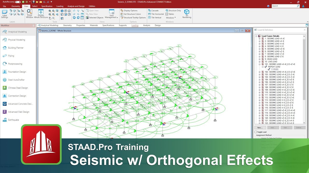 Generating Static Seismic Loads with Orthogonal Effects in STAAD.Pro