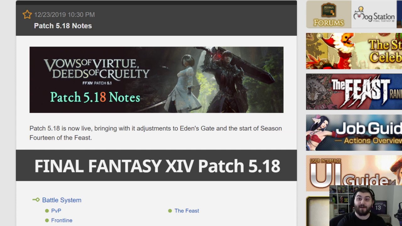 FFXIV: Обзор патча 5.18 и мысли