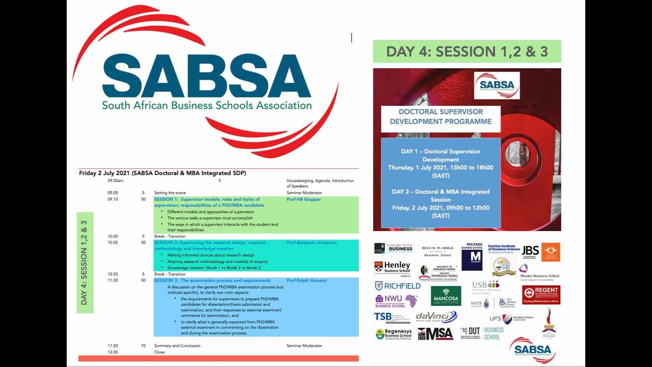 Day 4:SABSA Doctoral & MBA Integrated Supervisors Prog 2July 2021