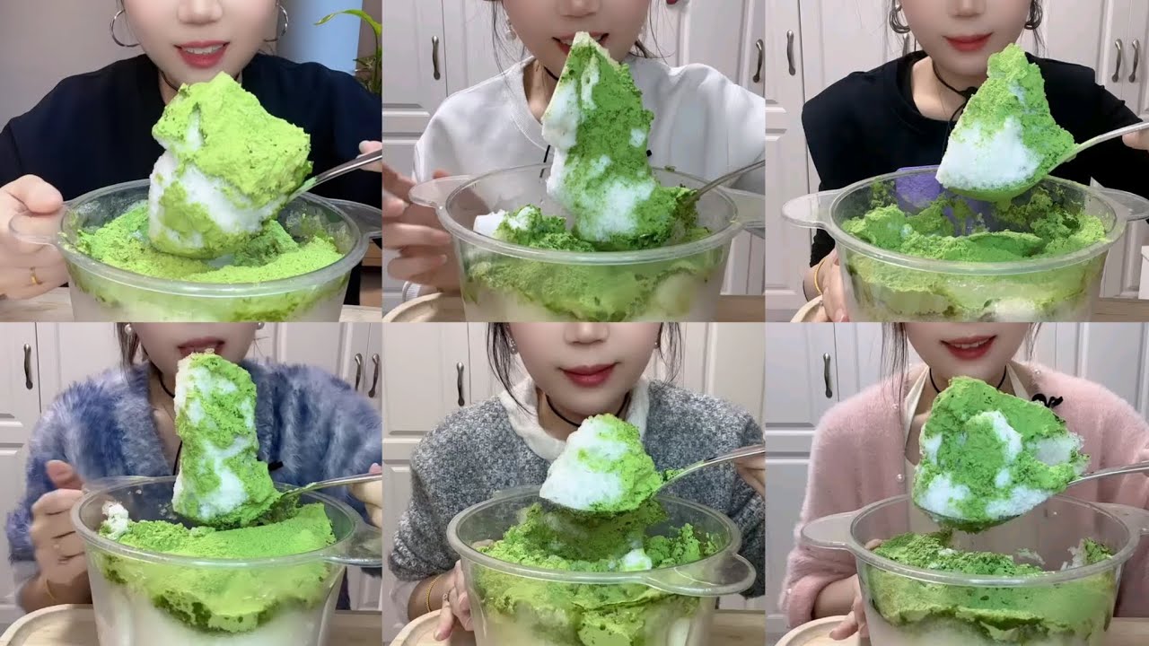 ONLY BITES ~ YY BIG SPOONFUL MATCHA ICE BITES EATING 