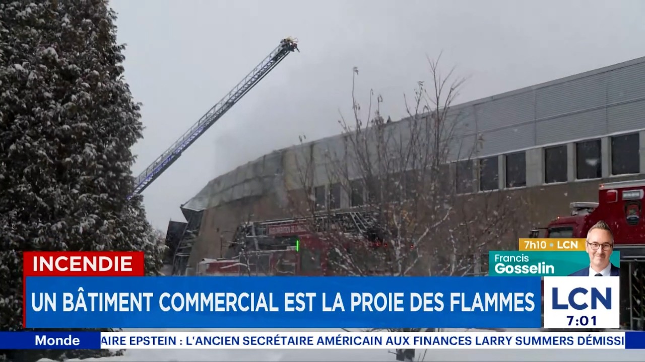 Important incendie dans un bâtiment commercial à Longueuil: les premiers détails