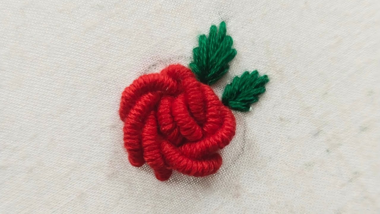 Bullion knot stitch rose 🌹| Hand embroidery for beginners || A Needle & Thread | 