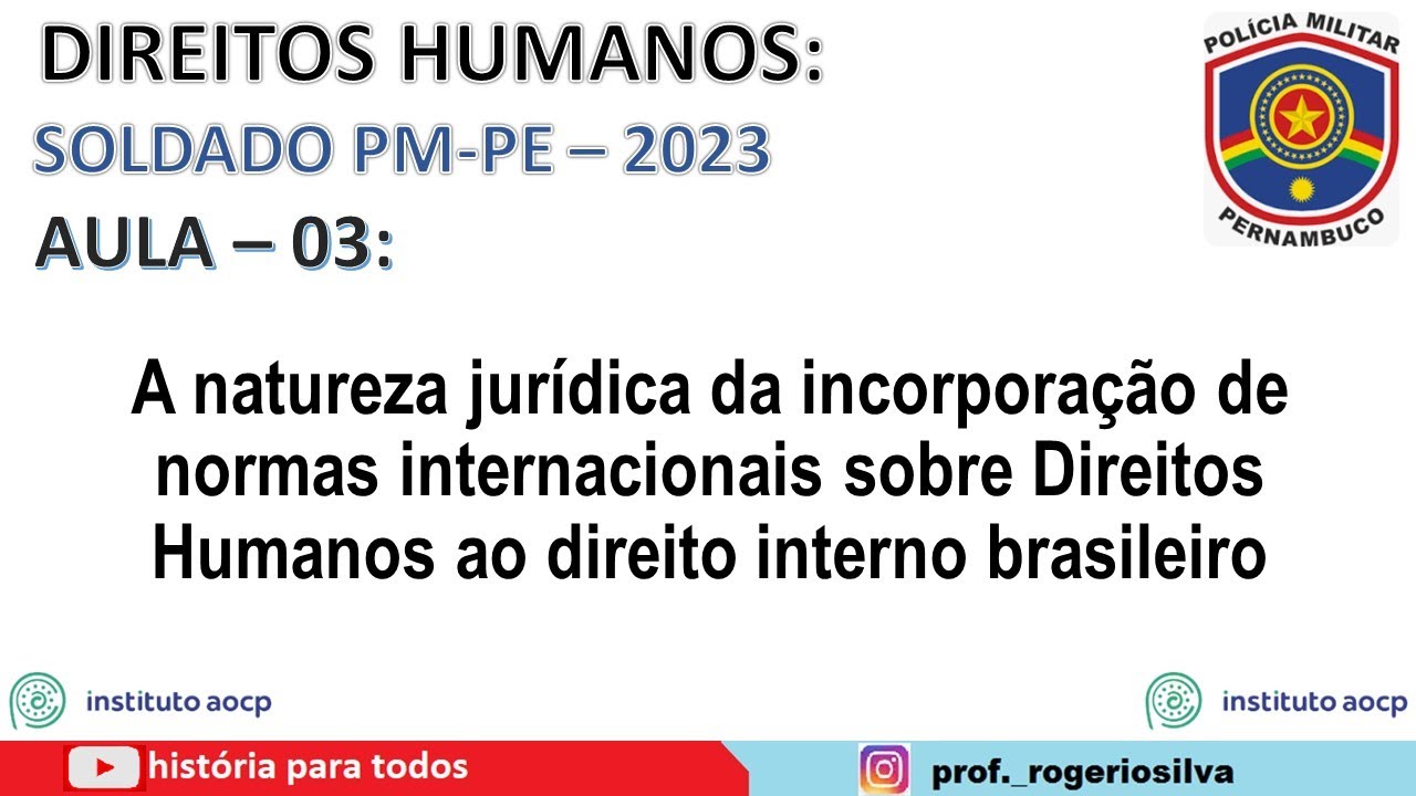 Incorporação dos Tratados Internacionais de Direitos Humanos - SDPMPE-Aula 03