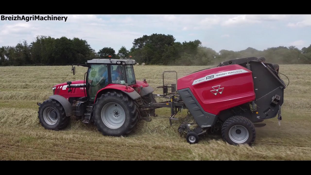 🇫🇷 🚜💨 Team Massey Ferguson 7616 avec round baler 4180 V RB | Pressage de foin 2021|