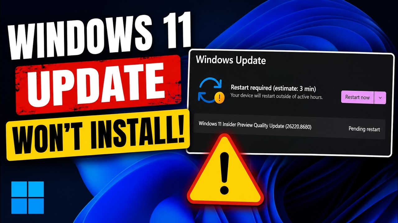 Windows 11 Insider Preview Update 26220.8680 Stuck on Restart Required? FIXED!