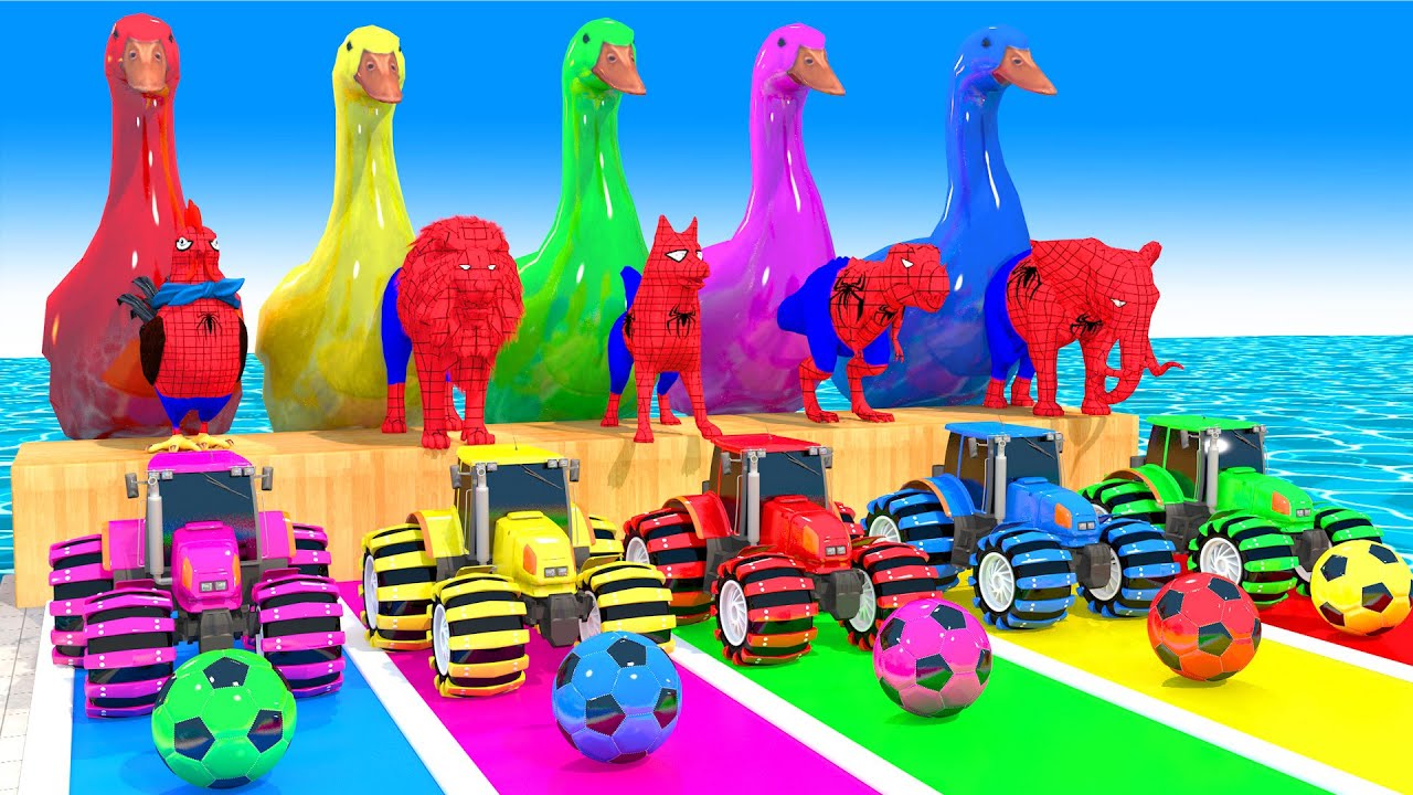 Long Slide Game With Elephant Gorilla Buffalo Hippopotamus Tiger 3d Animal Game Funny 3d Animals
