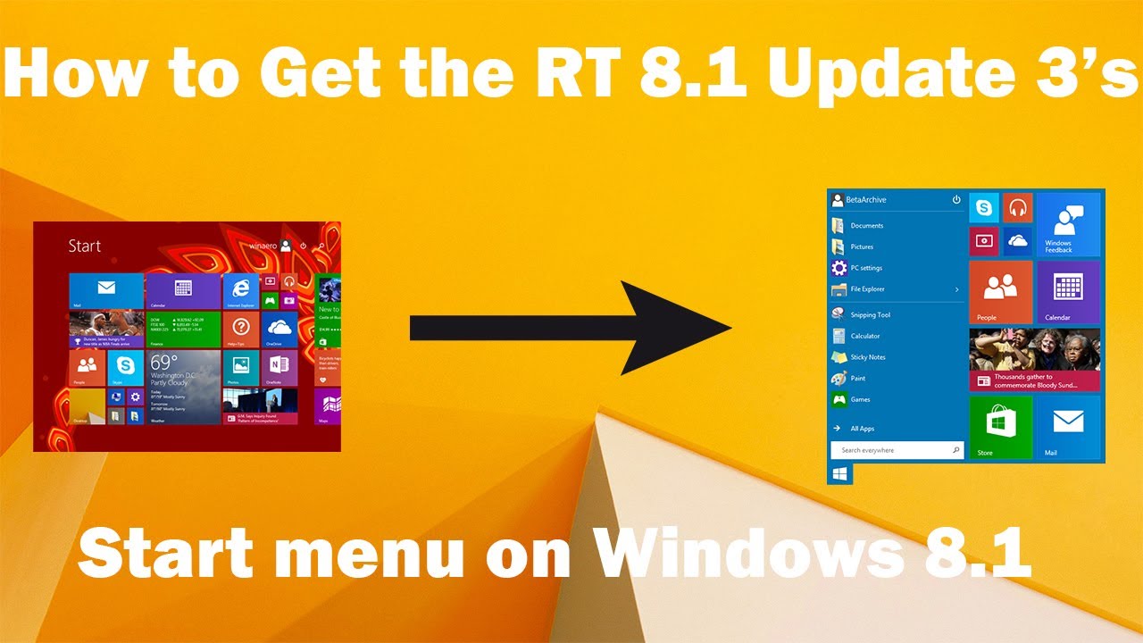 How to Get the RT 8.1 Update 3's Start menu on Windows 8.1! 🪟