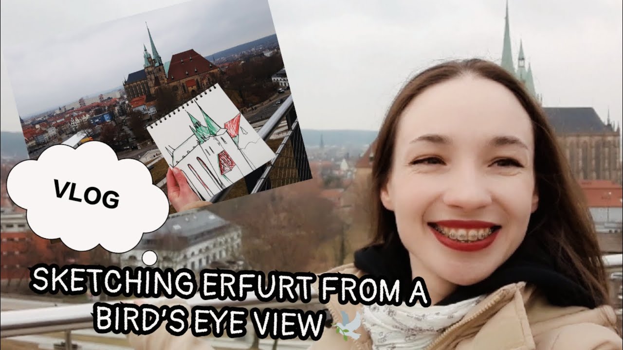 VLOG: I BROKE MY SELFIE STICK 😭 | SKETCHING ERFURT FROM A BIRD’S EYE VIEW 😍 🏰 | COFFEE, PLEASE! ☕ 🍪