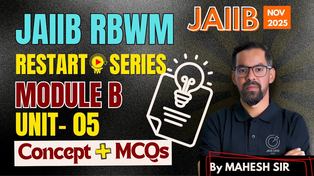 JAIIB NOV 2025 : RBWM Module B Unit 5 | Branch Profitability Explained + MCQ Practice by Mahesh Sir