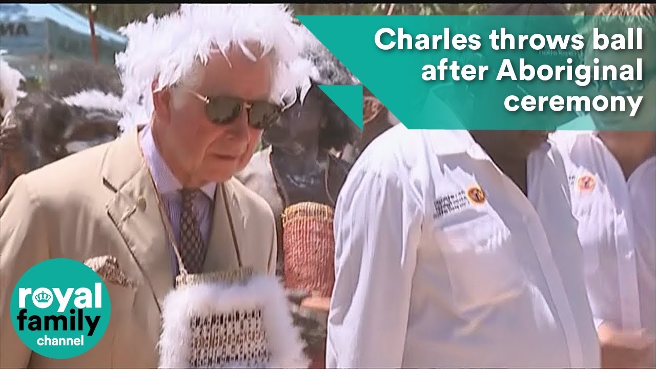 Prince Charles throws football after Aboriginal ceremony