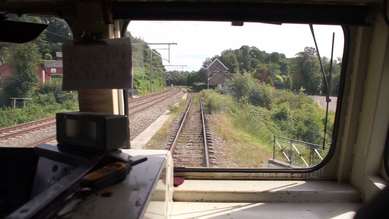 class 66 in cab. ligne du Bocq ligne 128 au d&eacute;part de la gare de Braibant le  14 aout 2021