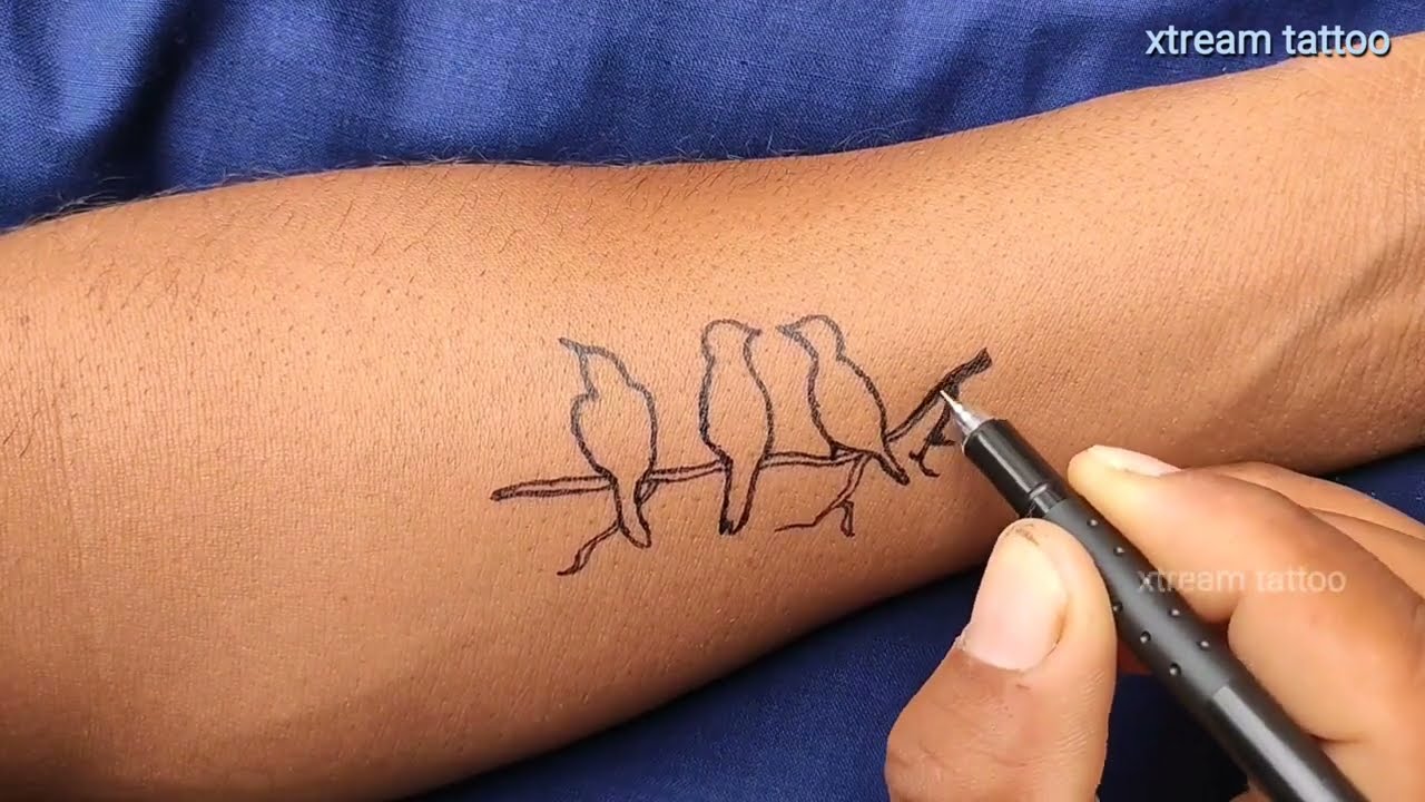 Three birds amazing tattoo🔥❤||making simple