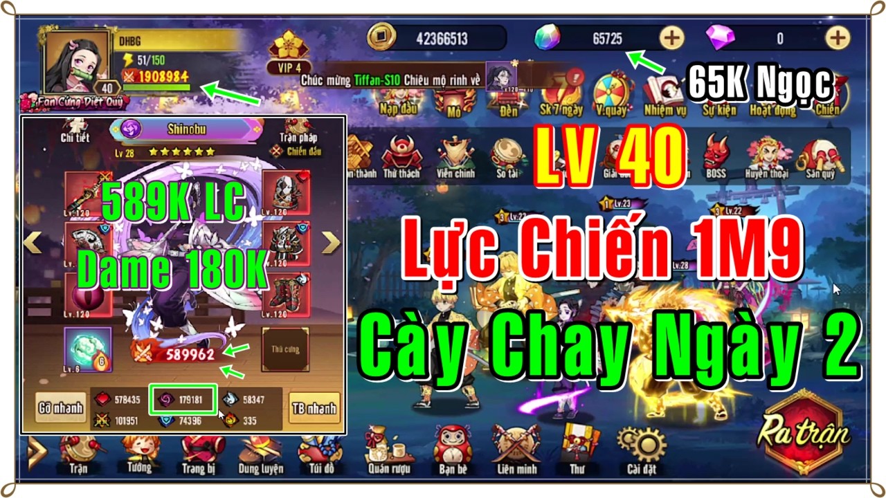 Khế Ước Diệt Quỷ #02 CÀY CHAY NGÀY 2 CÁCH TĂNG LỰC CHIẾN CHỦ LỰC LÊN 600K & TỔNG LỰC CHIẾN 1M9 LV40