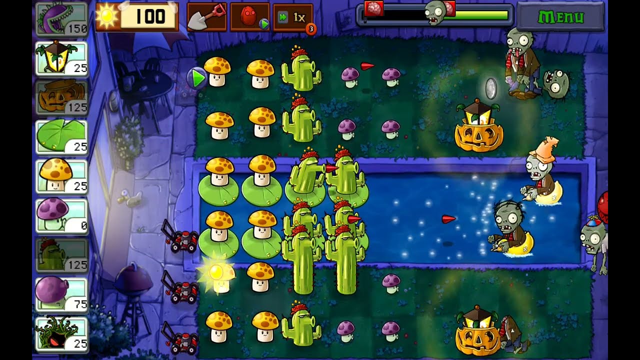 Plants vs Zombies (Fog) Level 3 (ADVENTURE 2)