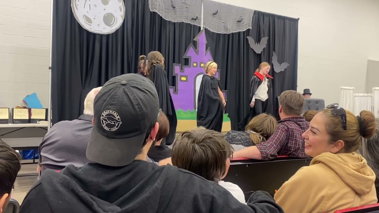 Grace and Leila school play Dracula for kids