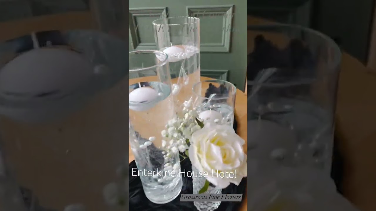 Dramatic Decor for The Enterkine House. The Wedding in Black and White, Pearl and Vintage Glassware.