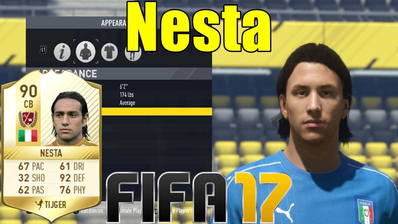 FIFA 17 - Nesta - Virtual Pro Look A Like Tutorial ( with Stats )