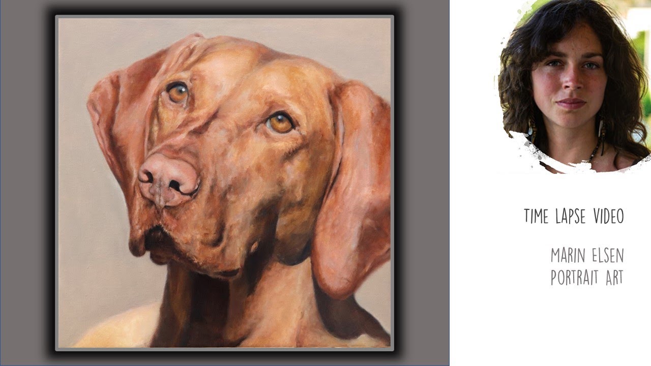 Oil painting process timelapse - Viszla dog Maggie