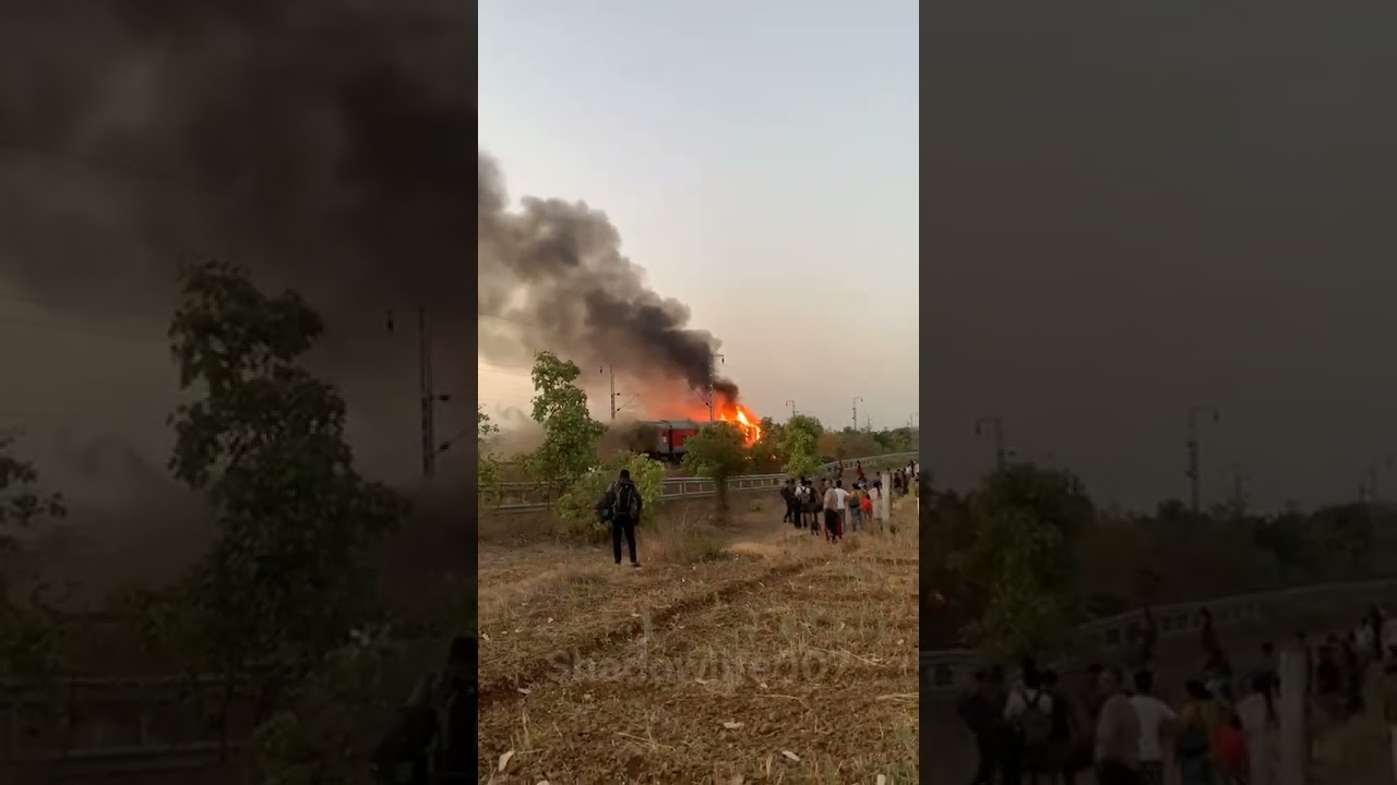Fire Accident in Train, A massive fire broke out In the AC coach #accident #train #life #shorts