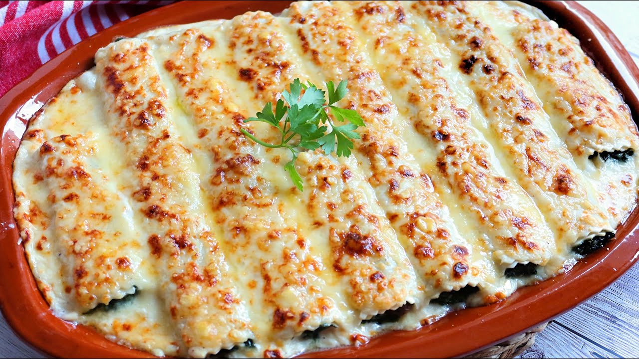 Canelones vegetarianos de espinacas para Navidad