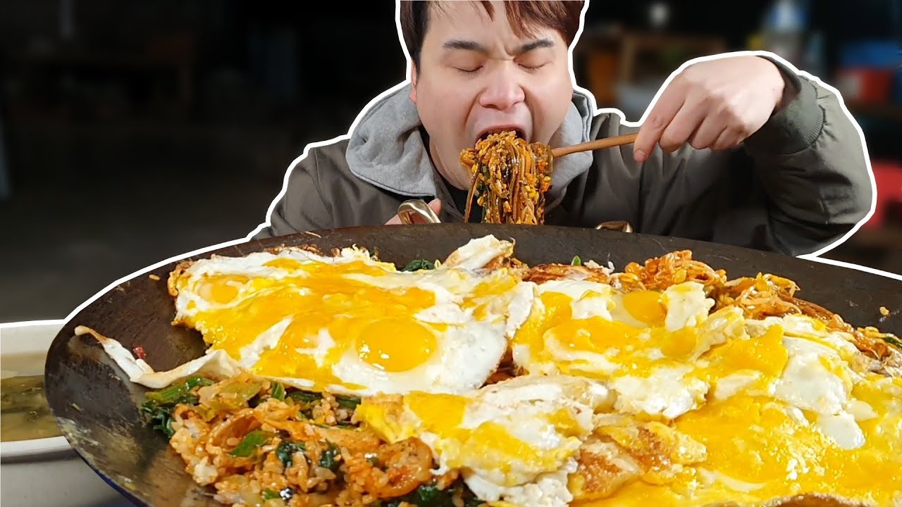 계란과 10가지 나물이 듬뿍 들어간 아궁이뚜껑 비빔밥 먹방~!! social eating Mukbang(Eating Show)