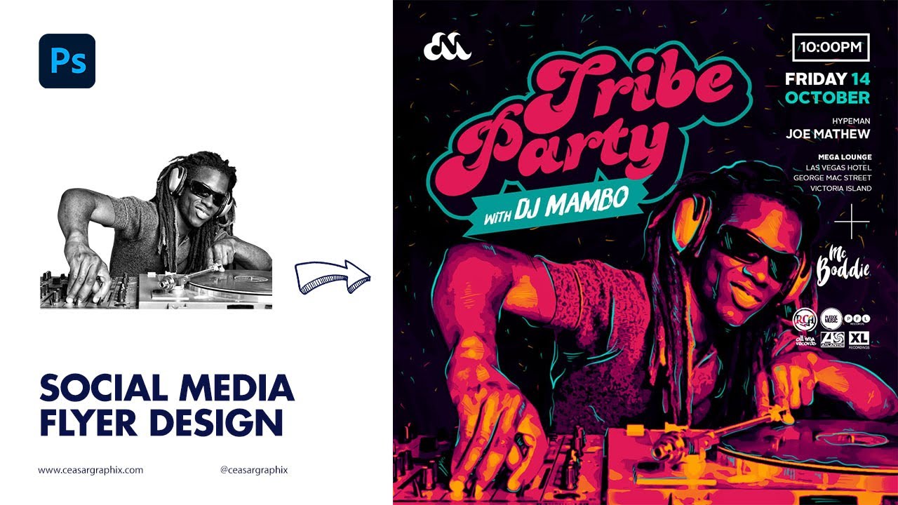 Плакат для социальных сетей &laquo;Абстрактная вечеринка&raquo; 🔥💯👍