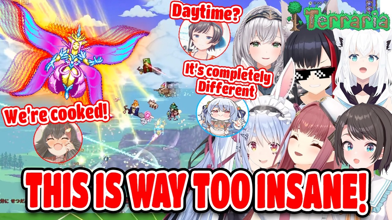 Hololive Girls Can’t Stop Screaming at Daytime Empress of Light in Terraria Hololive【ENG SUB】