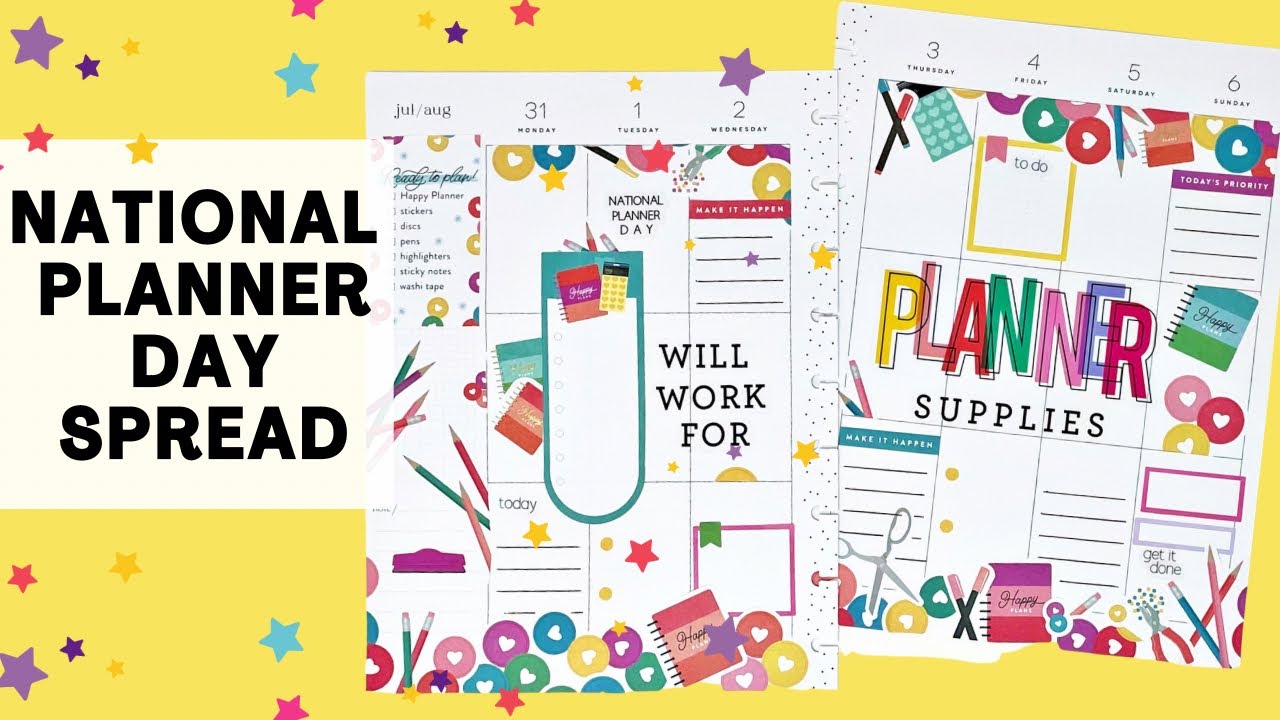 PLAN WITH ME | NATIONAL PLANNER DAY SPREAD | THE HAPPY PLANNER
