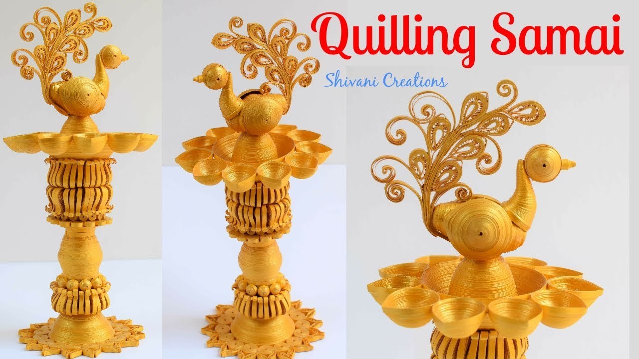 Quilling Samai/ Quilling Lamp Stand for Diwali/ How to make Tealight Holder