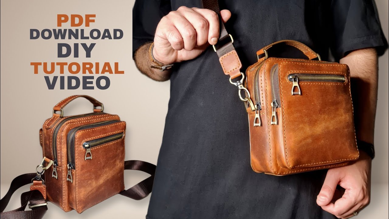 Pattern download⭕️Leather Crossbody Bag✌️Tutorial video⭕️آموزش و الگوی کیف چرم