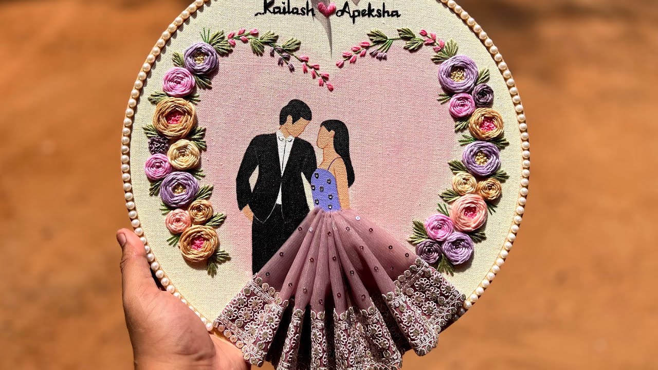 Beautiful Hand Embroidery Couple Hoop ❤️ Step by step embroidery tutorial for Beginners / Gossamer