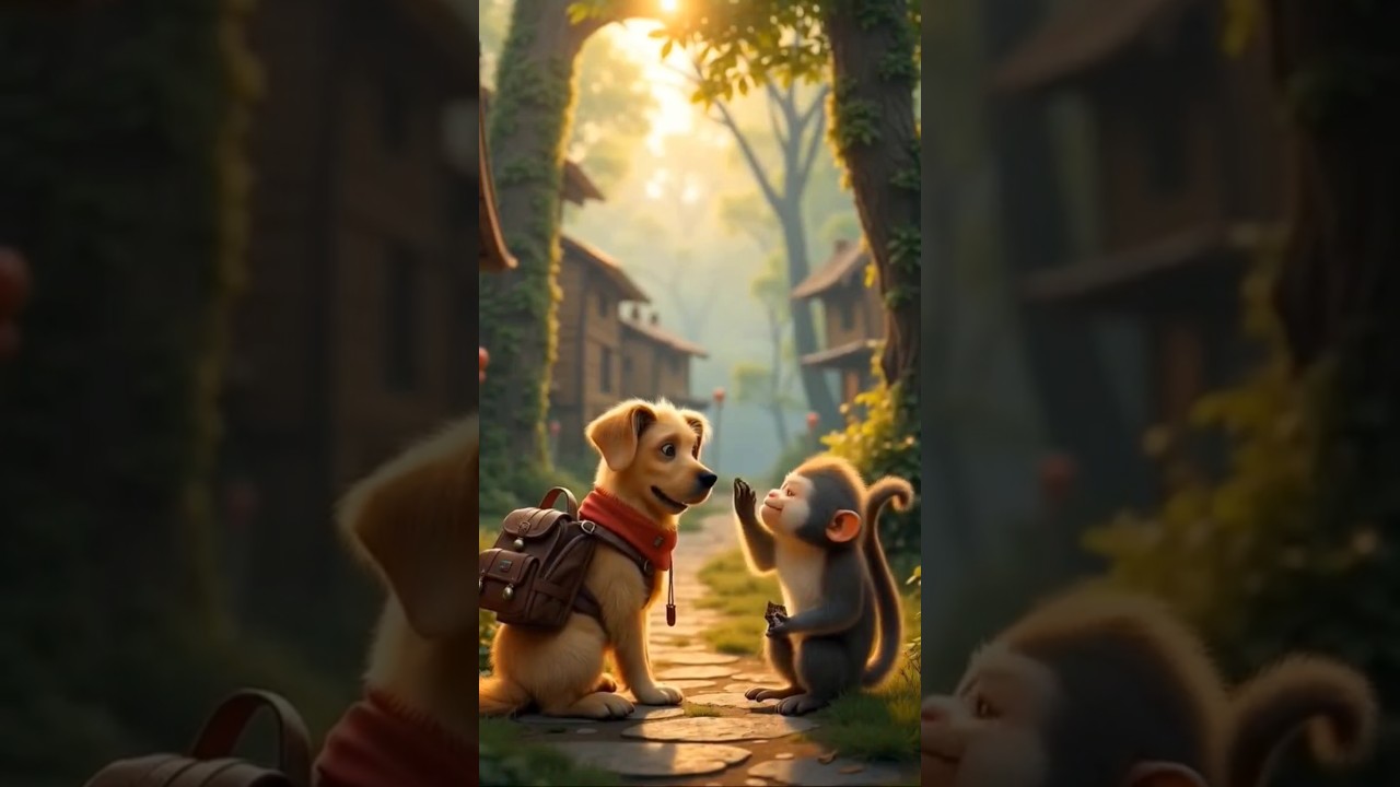 Story of cute monkey n dog🐶 #youtubeshorts #trending #travel #funny #comedy #ai #shorts #crazy