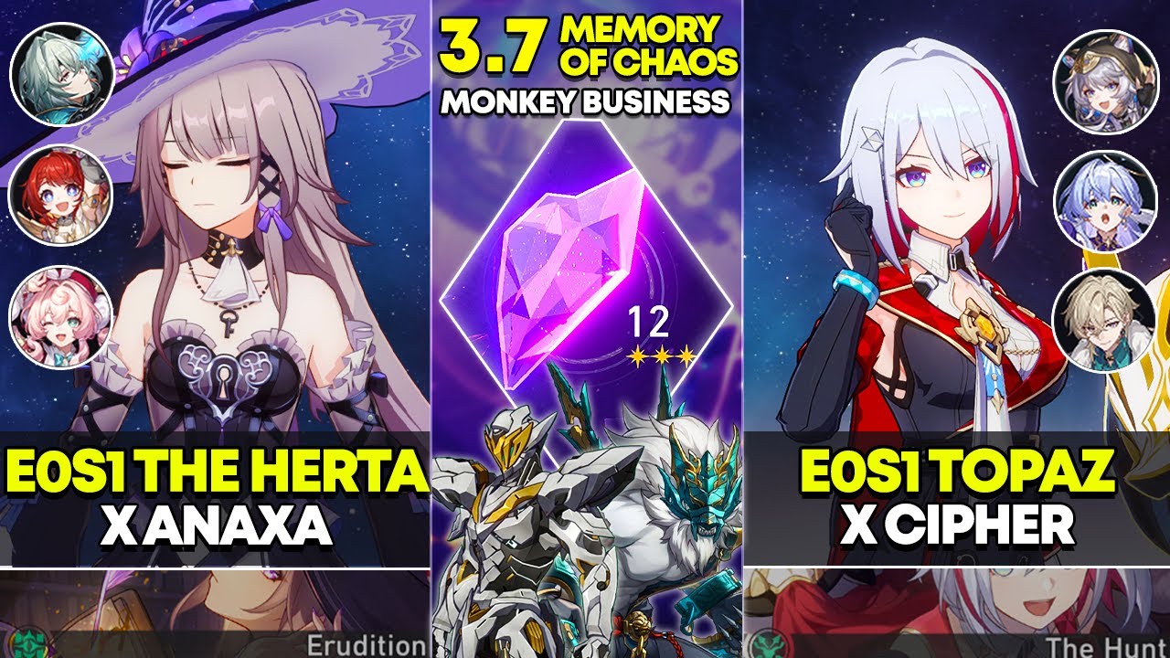 E0S1 Герта x Анакса и E0S1 Топаз x Шифр ​​| Память Хаоса 12 | Honkai Star Rail 3.7
