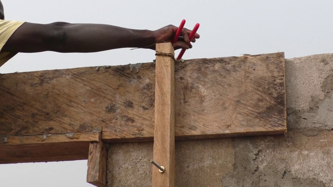 building in ghana improvised frames to cast concrete window & door beams