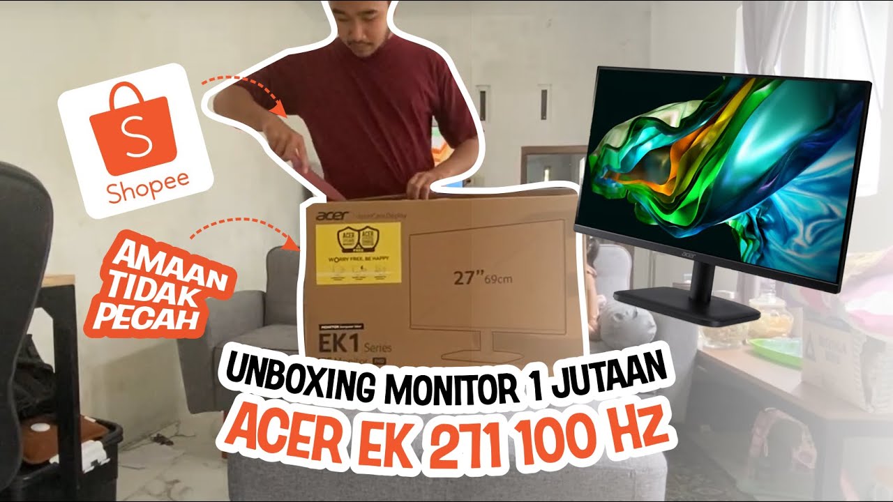 Cuma 1 JUTAAN monitor Acer EK271 27 inch 100hz resolusi Full HD ! Unboxing dan Review