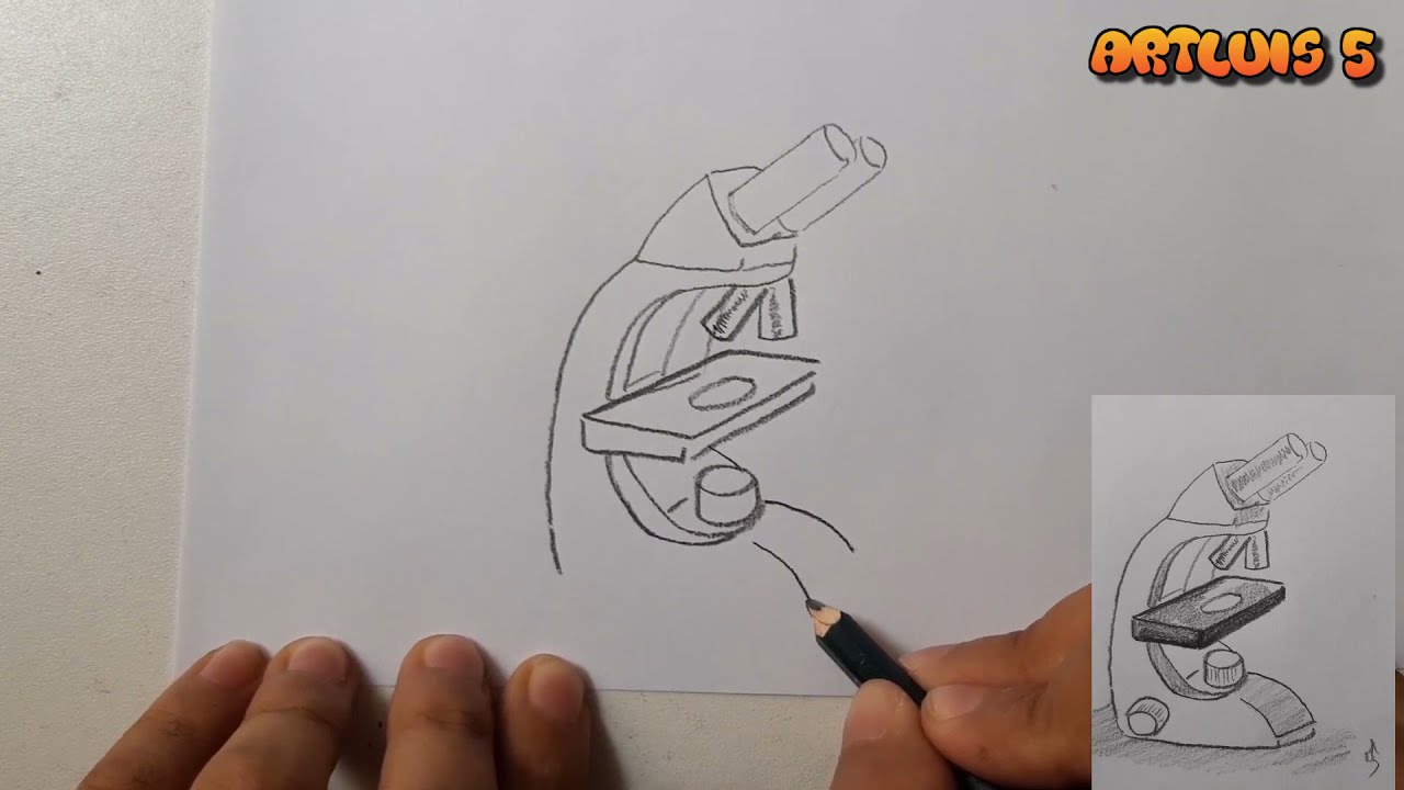Como desenhar um microscópio óptico