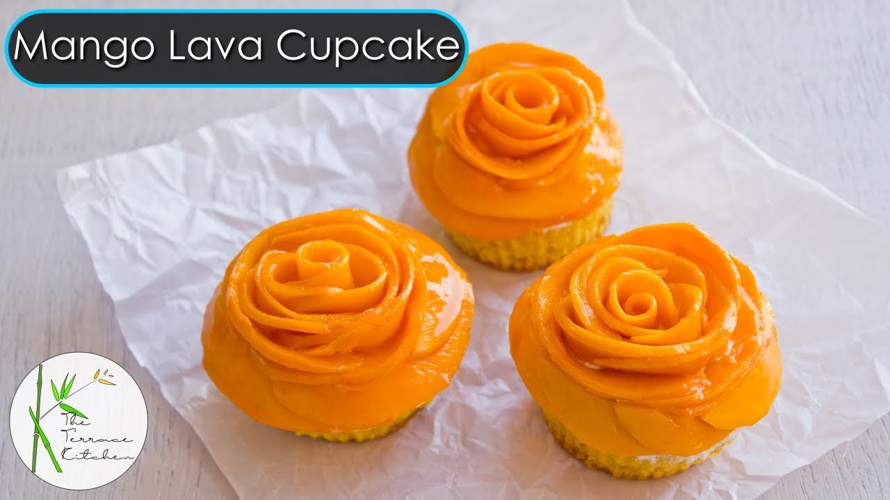 Eggless Mango Cupcake | Mango Rose Lava Cake in Kadhai | Lava Cake ~ The Terrace Kitchen