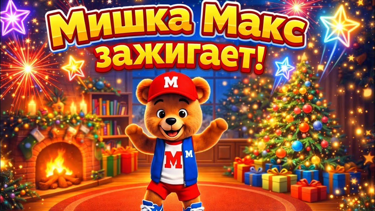Мишка Макс зажигает под новогоднюю песенку 🎄 Весёлый танец для детей