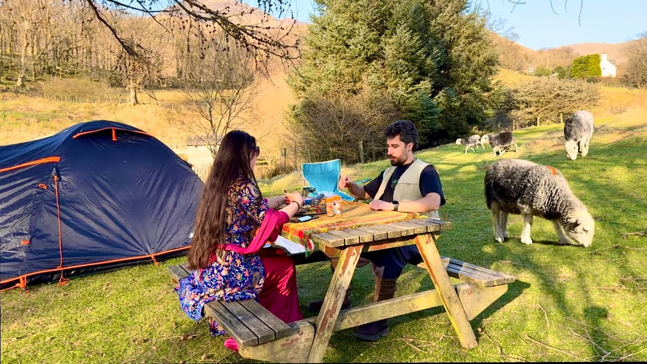 We Camped by the River| 2&deg;C Swim Challenge & Cooking Epic Camp Food Wearing Kurdish Clothing ❤️☀️💚