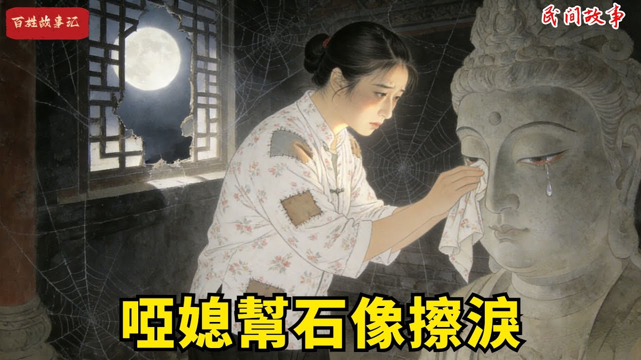 啞巴媳婦被婆家賣進深山換糧，夜宿古廟發現石像流淚。她用衣角擦淚，石像竟化作白發童子，贈她一枚桃核。種下當夜，荒田湧出靈泉！#故事頻道 #民間故事#有聲書 #睡前故事#中國文化#故事分享