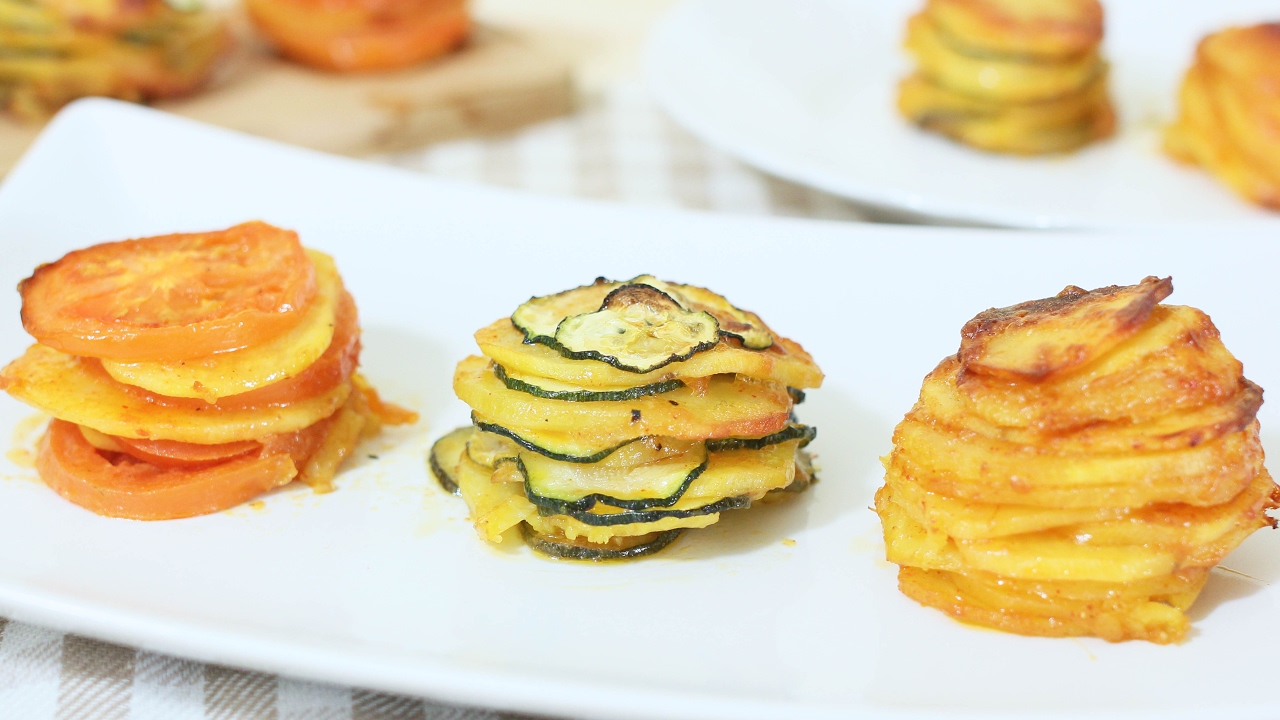 TORRETTE DI PATATE | 3 idee con patate, zucchine e pomodori | ricetta veloce | potato stacks